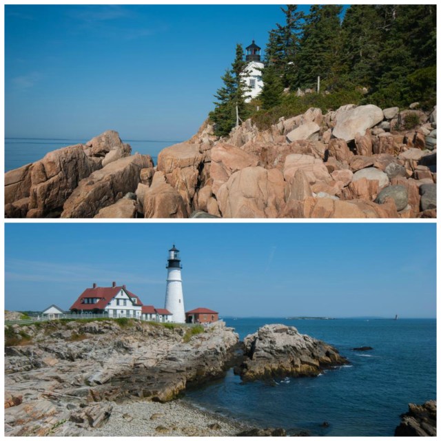 Bass Harbor lighthouse and Portland Head lighthouse, respectively