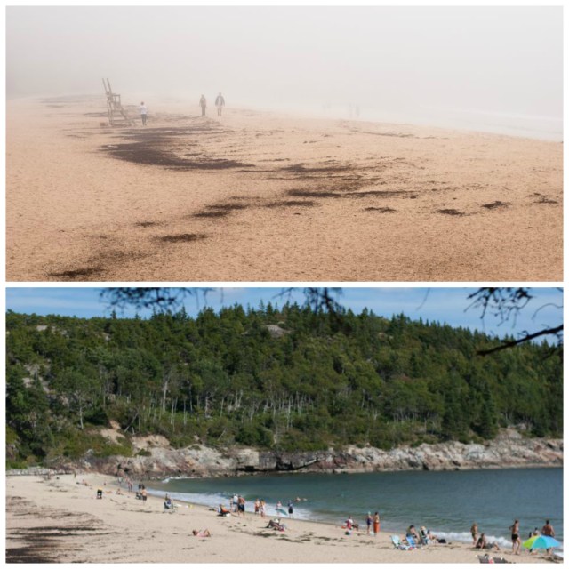 Sand Beach with and without fog, respectively (obvi)