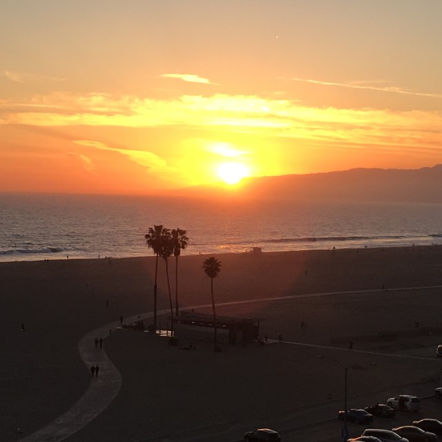 The sun setting over Santa Monica