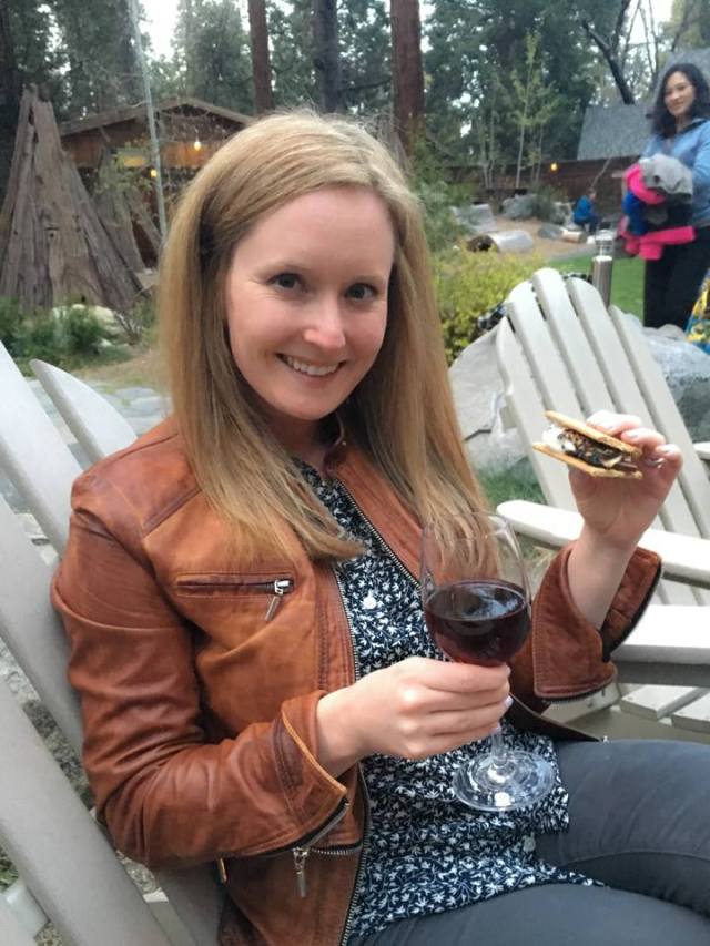 S'mores and wine at Evergreen Lodge